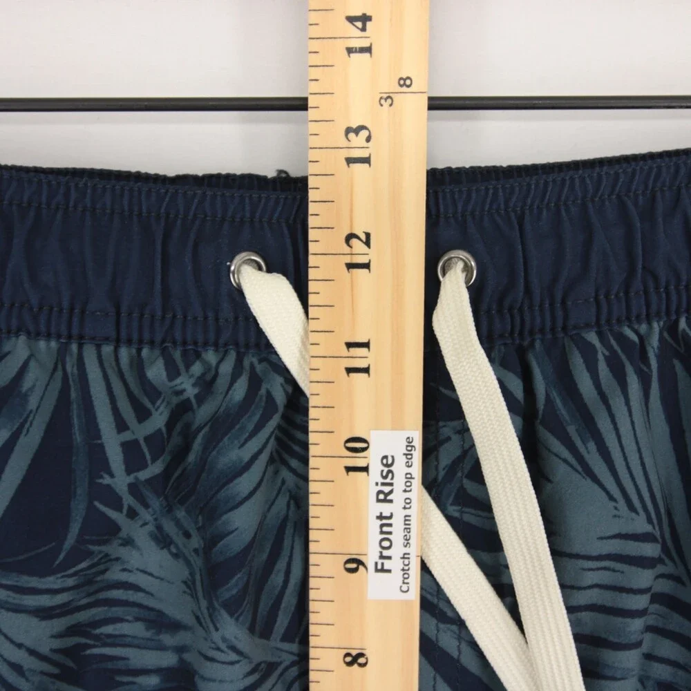 Fair Harbor Anchor Swim Trunks Mens XXL Navy Blue Palm Print Lined Quick Dry